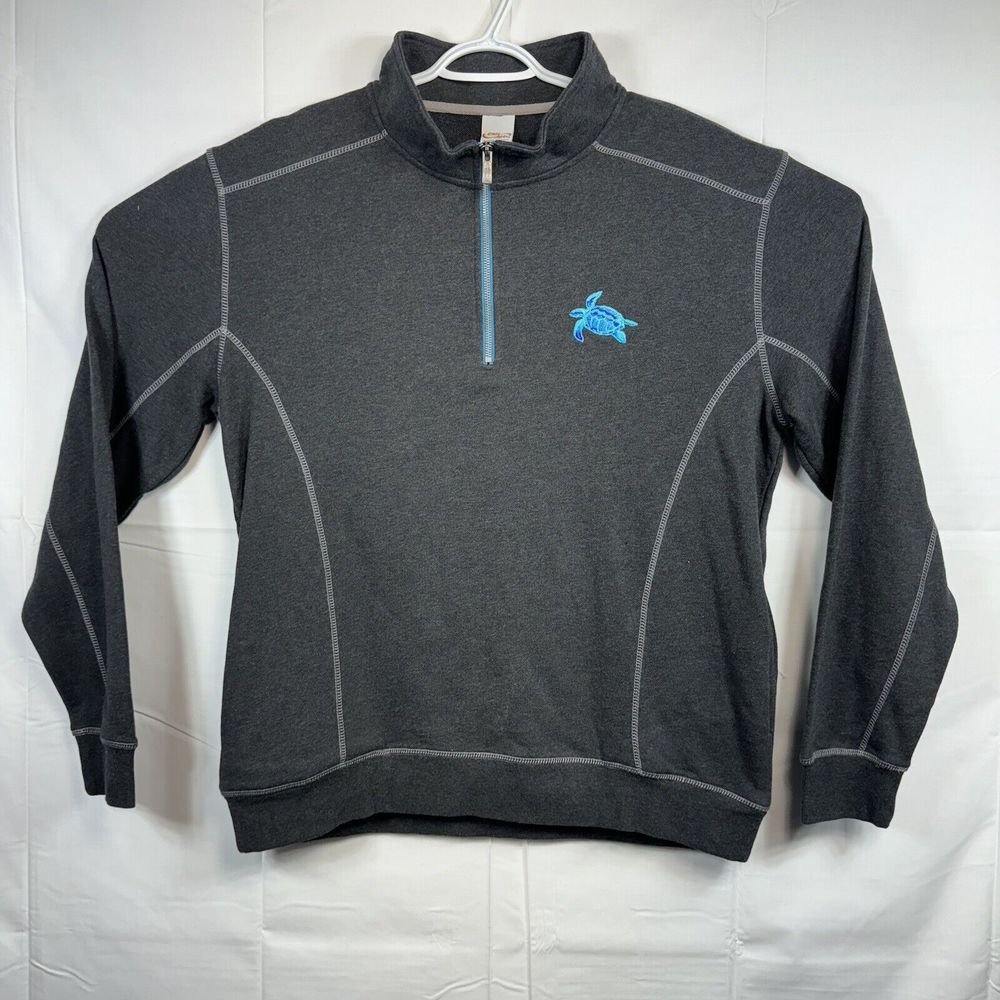 Crazy Shirts 1/4 Zip Pullover Sweater Men XL heather blk Turtle Logo embroidery